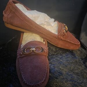 Coach Suede Driving Loafers Maroon Horsebit Flats Women’s 6B